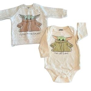 Star Wars Grogu Mandolarian Sweater and Longsleeve bodysuit 0-6 months baby​
